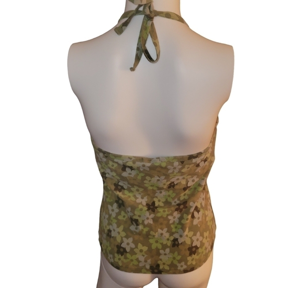 Gap Halter Top M Floral Green - Picture 2 of 3